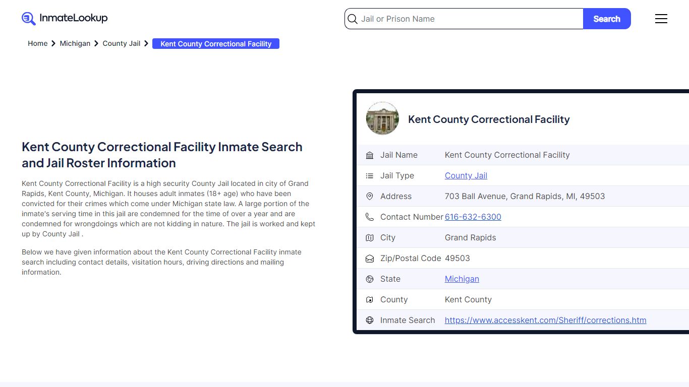 Kent County Correctional Facility Inmate Search - Grand Rapids Michigan ...
